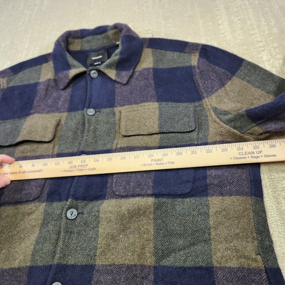 Vince Shirt Jacket Men XL Splittable Heavy Wool Blend Shacket Plaid Button Up - Picture 4 of 10